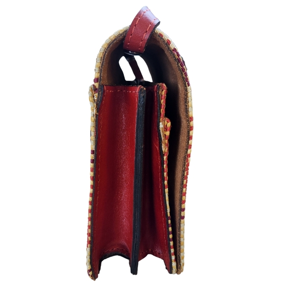 Patrica Nash Laurentina Italian Fine Straw Red Leather Crossbody Shoulder Bag - Picture 6 of 15